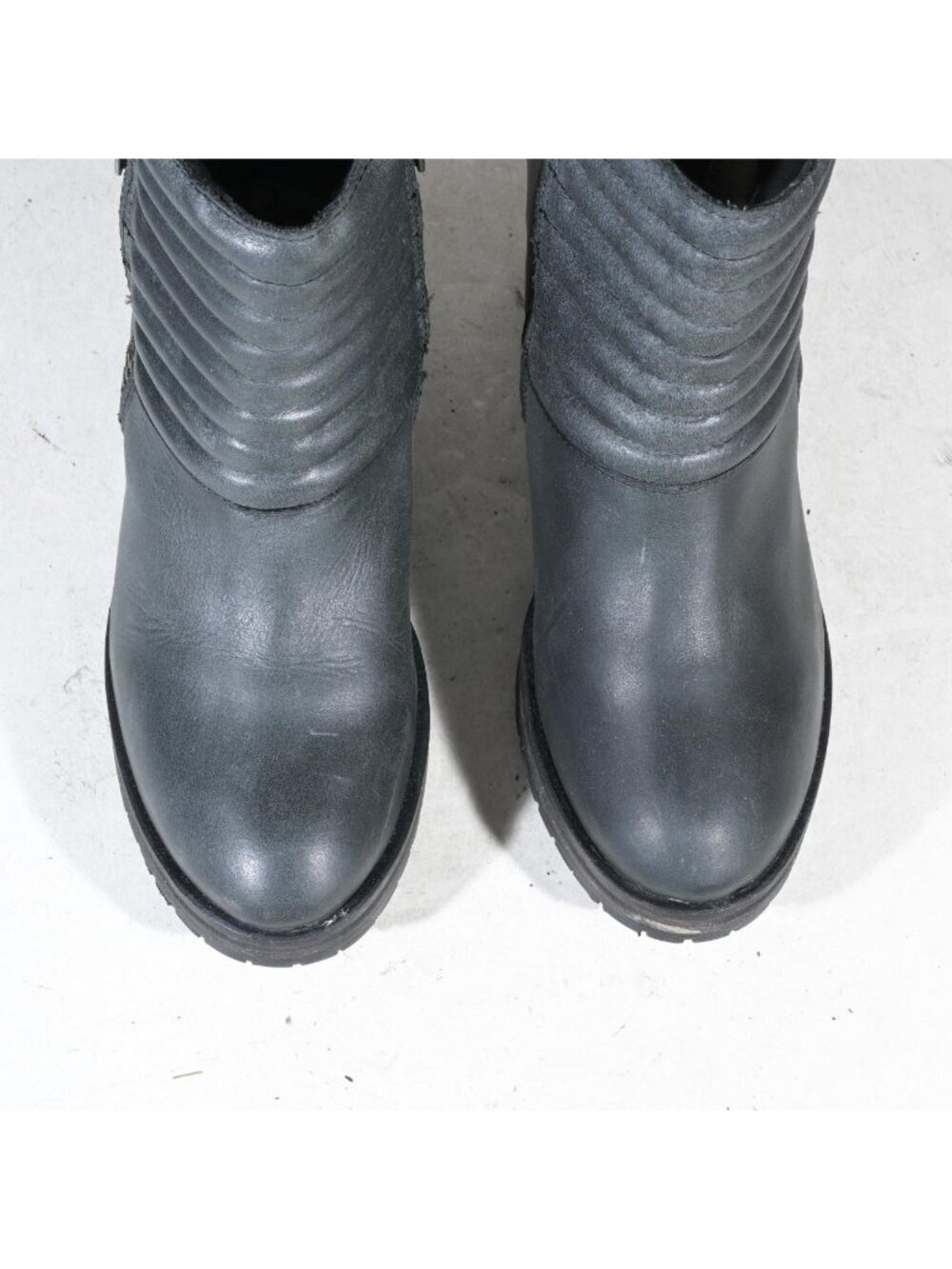 Harley Davidson Black Leather Ankle Boots Zip Bootie Padded Round Toe Biker 11 - Picture 5 of 7